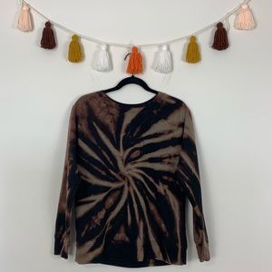 Time and Tru Black Brown Acid Wash Tie Dye Crewneck Sweatshirt Large